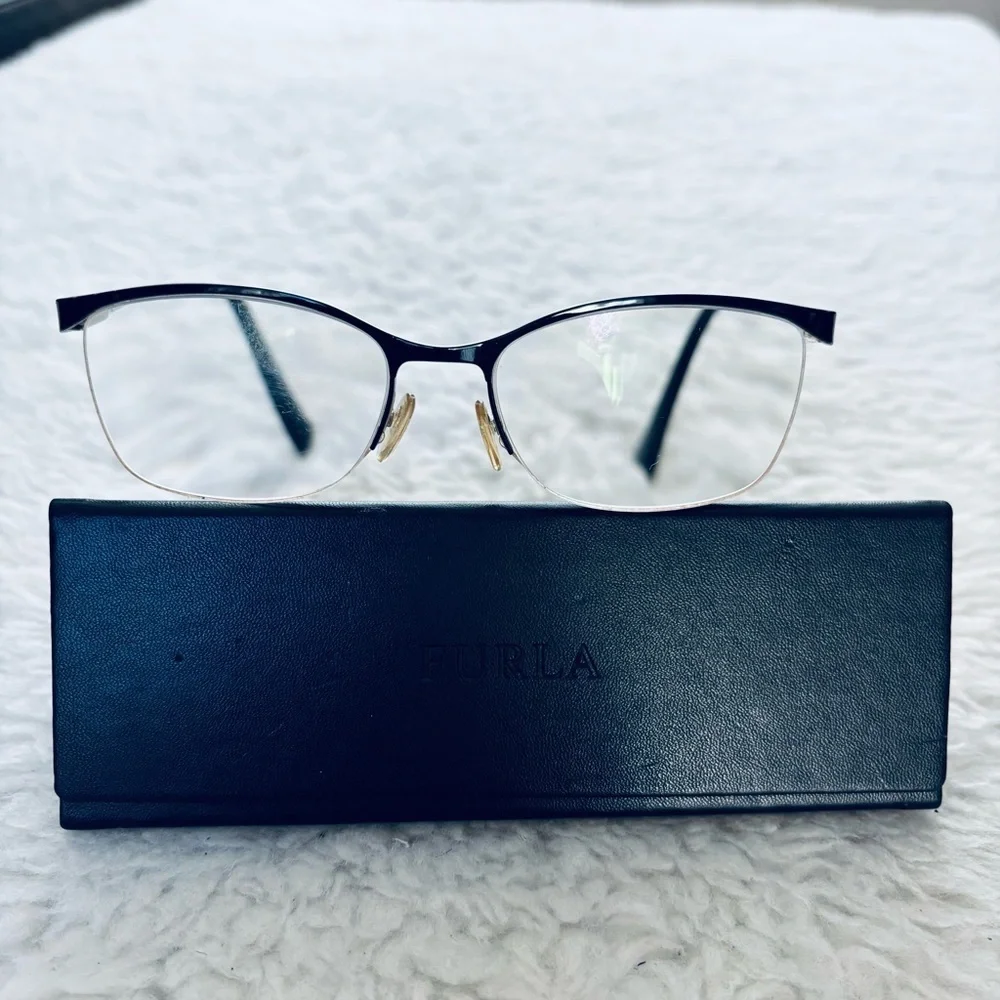 Furla Women's Black Half-Rim col.0583 Glasses Frame Only w/ case